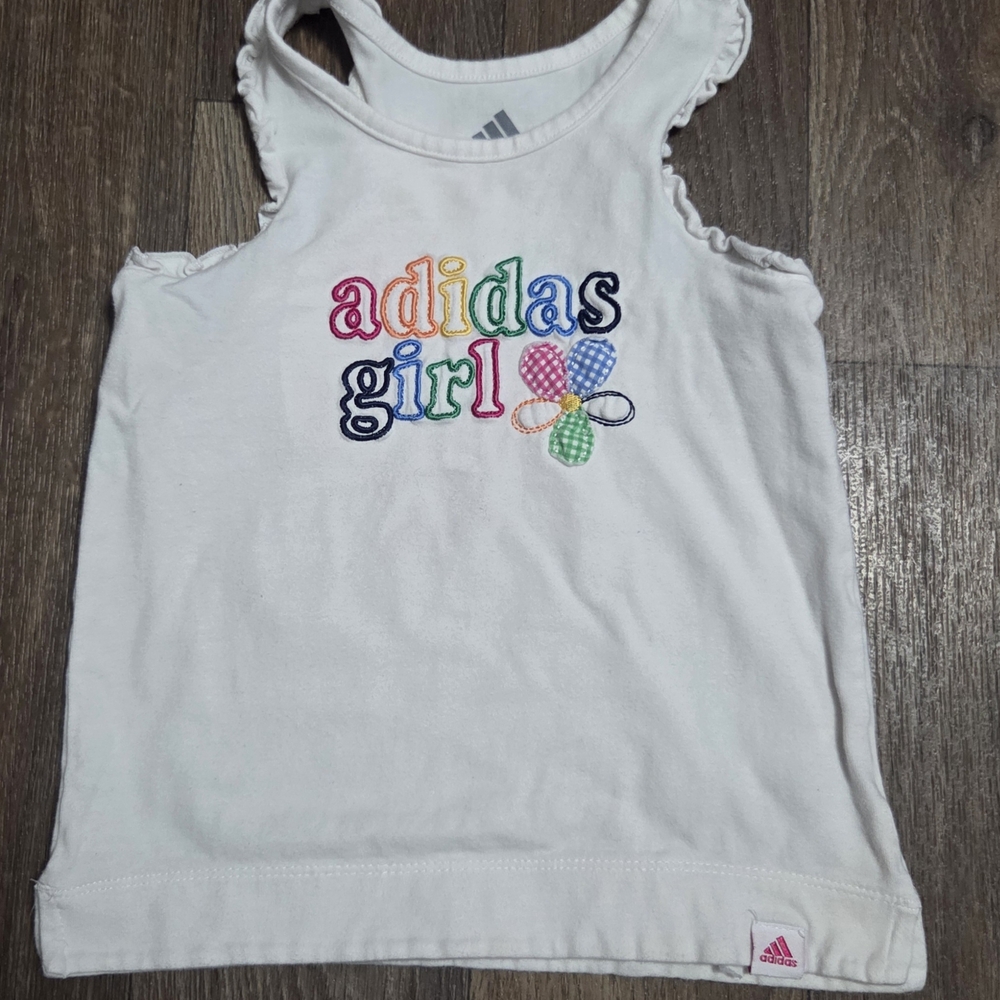 Adidas Kids White Tank Top with Colorful Logo